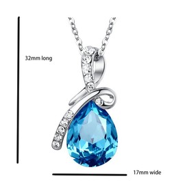 URBAN SHe° Ocean Blue Tear Large Teardrop Crystal Necklace Pendant Perfect for Birthday Gifts