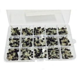 WINGONEER 600PCS 15 Value 40-160V 50-600mA NPN PNP Power Transistor Association Kit 2N2222-S9018 Triode + Plastic Box