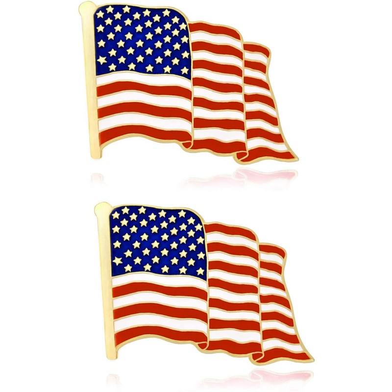 Pack of 6 American Flag Lapel Pins Bulk Waving US