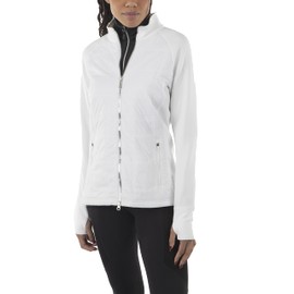 Sunice Ella Thermal Jacket for Women - Insulated Long Sleeve Windproof Jacket (Pure White/Silver Zipper, Small)