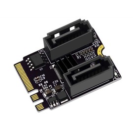 Sintech M.2 NGFF Key A+E to Dual SATA 3.0 Ports Adapter Extension Card Chipset JMB582(Only Fit A-Key or E-Key WiFi Port)