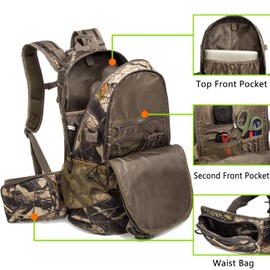 TYRONAL Hunting Backpack Outdoor Gear Hunting Pack with Bow and Rifle Carry System for Hunting. (Camo-Green)