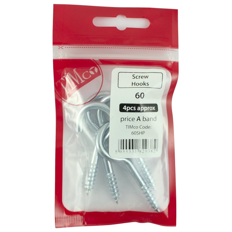 TimCo Screw Hooks - Zinc, silver, 100mm, 100SHP