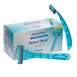 Dukal DUK DR3886 Dawnmist Triple Play Razor, 3 Micro Edge Blades, Lubricating Strip, Pivoting Head, Teal, Clear Plastic Guard (Pack of 500)