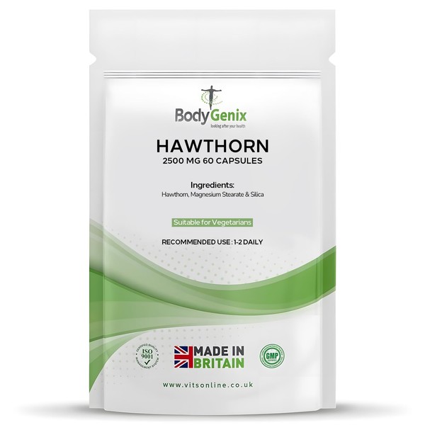 Bodygenix Hawthorn Capsules 2500mg UK Made Blood Circulation, Heart Support