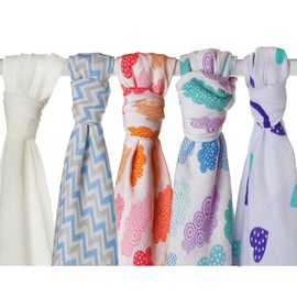 XKKO - BMB Muslin Nappies - Bamboo Viscose - 70 x 70 cm - Pack of 3 Flowers & Birds (Girl's Mix)