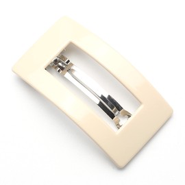 QinGoo Large Barrette, Hair Clip, Cream, Hair Clip, Adult, Hair Accessories, Cute, Stylish, Korean, Women's, 1 Piece (3.3 x 1.8 inches (8.5 x 4.5 cm), White