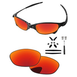 PapaViva Replacement Lenses & Rubber Kits & Screwdriver & Screws for Oakley Juliet 55mm Sunglass Fire Red Polarized