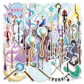 Witch Stickers,50 PCS Magic Wand Vinyl Waterproof Decals for Water Bottles Computer Bicycle Skateboard Luggage Phone Pad Laptop Kids Teens Stickers Pack