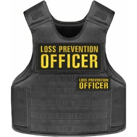 LOSS PREVENTION OFFICER  EMB PATCH 4X10 AND 2X5 HOOK ON BACK Gold ON BLACK