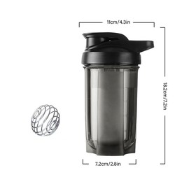 HUIQIHANG HUIQIHANG Protein Shaker Bottle 500ml with Stainless Steel Mixing Ball, BPA- and DEHP- free, Leakproof Flip On Lid, Temperature Safe, Dishwasher Safe Perfect for Mixing Powdered Shakes - (Black)