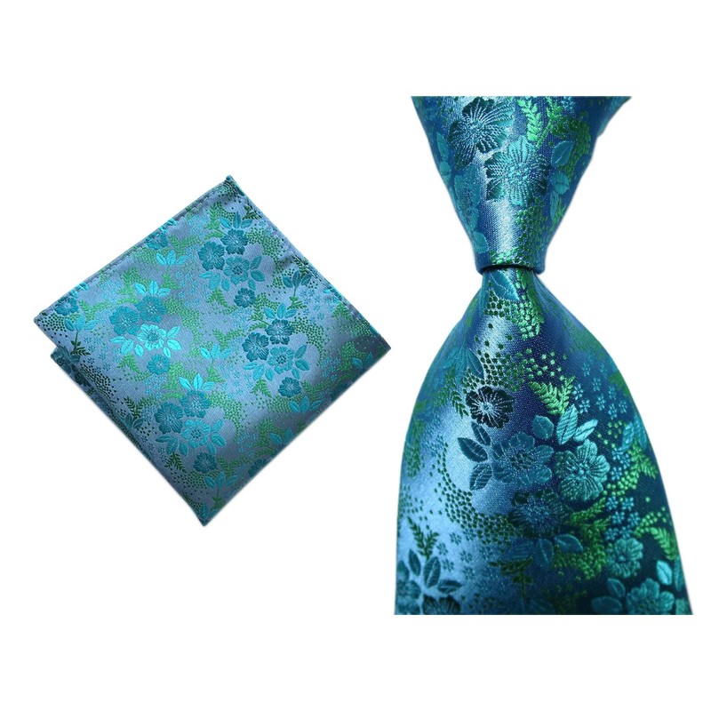 Men's Paisley Floral Pattern Ties Set with Pocket Suqare Luxury