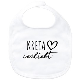 Huuraa Baby Bib Crete in Love Unisex Bib with Name of Your Favourite Island Gift Idea for Baby Party for Newborns and Toddlers, White