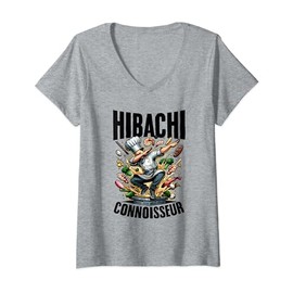 Womens Funny Hibachi Chef Hibachi Connoisseur Asian Japanese Chef V-Neck T-Shirt