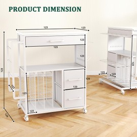 Wrapping Paper Storage Cart (2025 Upgraded), Rolling Gift Wrapping Organizer Storage with Silent Universal Wheel, Wrapping Paper Organizer, Craft Storage with Ribbon and Gift Bag Storage