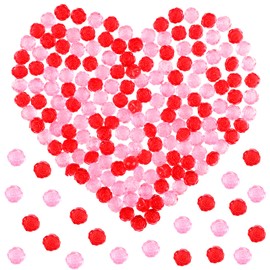 Fangoo 210PCS Red Pink Acrylic Rose Ornaments Mini Acrylic Rose Gems for Valentine Vase Filler Decor for Table Scatter Engagement Valentine's Day Wedding Anniversary Party (RedPink-Rose, 12OZ)