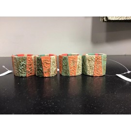 Deborah Rhodes Multicolor Rustic Wood Napkin Ring Set of 4 NEW without Box