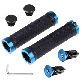 YTOOK Ergonomic Bicycle Grips, Non-Slip and Wear-resistant Handlebar Grips with Aluminium Alloy Grip Stopper for MTB, BMX (Blue)