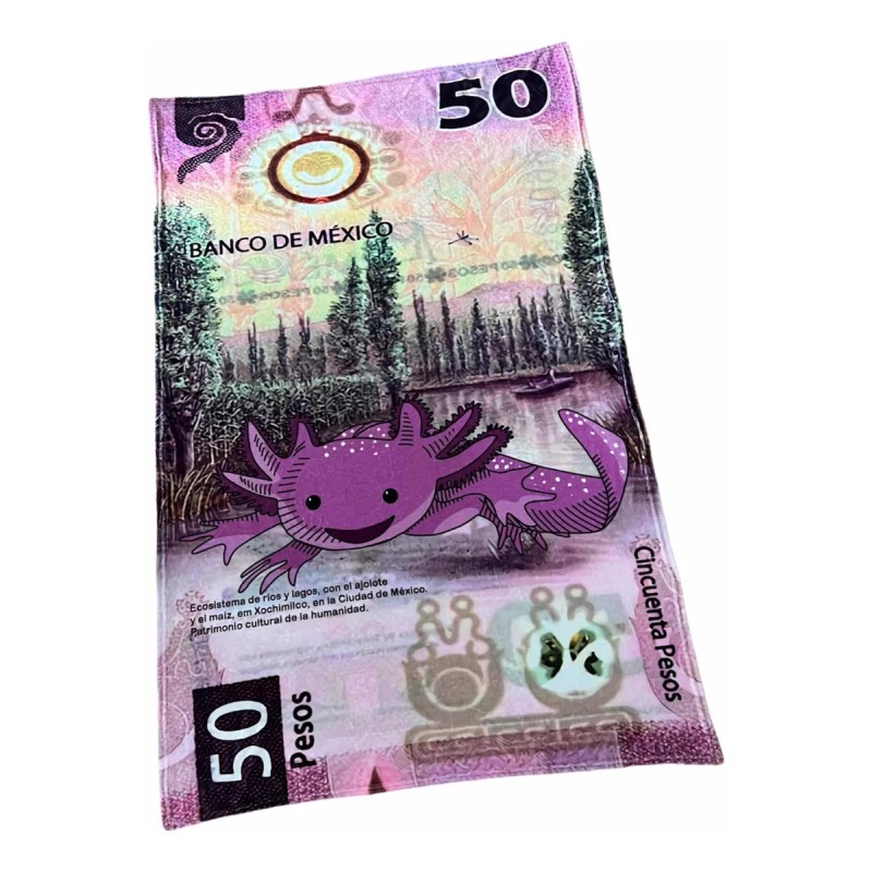 jjb Frazada Ajolote Cobija Billete 50 Tela Polar Suave 105x160cm