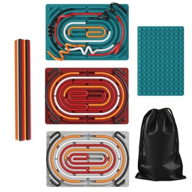 Sensory Activity Board Rectangular Silicone Puzzle Stress Relief Toy, Double-Sided Busy Board For Children, Enhances Fine Motor Skills, Includes Storage Bag - Color: Grey