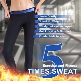 Bakerdani Women High Waist Yoga Sweat Pants Workout Leggings Hot Thermo Compression Workout Fitness Body Shaper Black