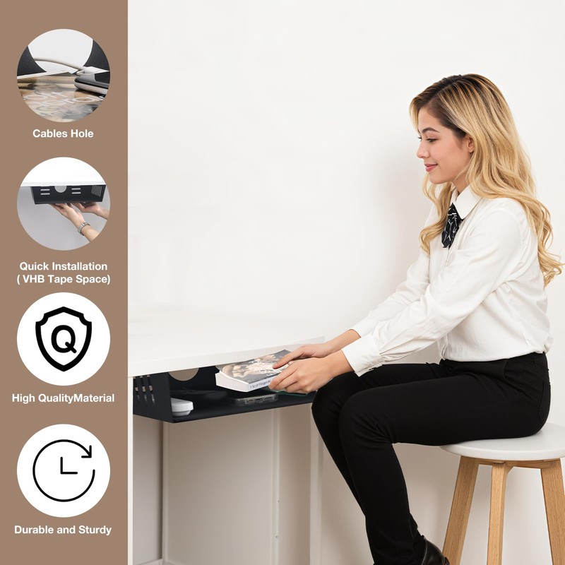 Neiteli 2 Pack Under Desk Shelf - Under Desk Storage