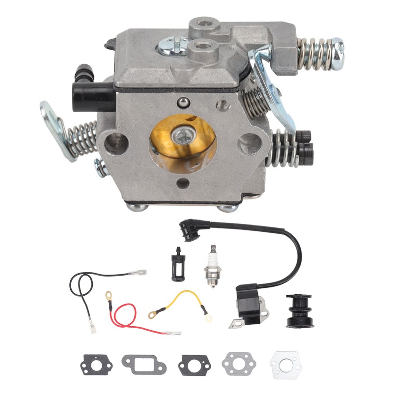 Chainsaw Carburetor Kit with Ignition Coil Fuel Filter Sparking Plug