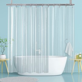 YISURE Clawfoot Tub Extra Long 78 Inch Shower Curtain, Wrap Around Clear Shower Curtain Liner with 6 Bottom Magnets PEVA Extra Wide 180 Inch Bathtub Curtain for Bathroom Vintage Freestanding Tub