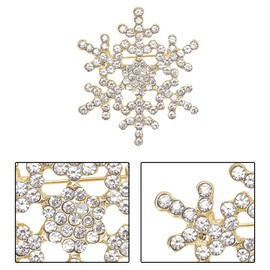 JNAWA 2Pieces Snowflake Brooch Christmas Crystal Brooch Bridal Brooch Pins Crystal Xmas Chest Pin for Xmas Gift Party Decoration(Silver)