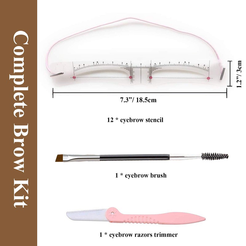 Teuvo Eyebrow Stencils Set for Beginners, 12 Styles with Eyebrow