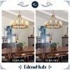 Wagon Wheel Chandelier Gold 10-Light Farmhouse Pendant Light Wood Grain