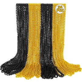 36Pcs Beaded Necklaces, 33 Inch Graduation Accessories, Black and Gold Graduation Bead Necklace Grad Party Favors for Graduation Celebrations Proms Decorations College High School Grad Party Decor