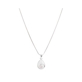 Vurmashop Saint Lucia Stone Necklace with Silver Chain - Necklace with Shiva Eye - Sterling Silver Pendant for Women, Silver, Saint Lucia Stone - Eye of Shiva, Silver, Stone of Saint Lucia - Eye of