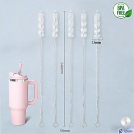 20pcs Cepillo para Lavar Popotes, Limpia Popotes Reutilizable de Acero Inoxidable, Cerdas Suaves para Botellas de Leche, Limpieza Completa, No Deja Pelusa, No Daña Utensilios