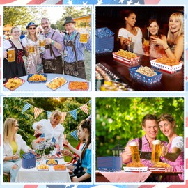 Geefuun 50Packs Fourth/4th of July Paper Food Trays Decorations Disposable Serving Plates Memorial Independent Day Birthday Party Supplies