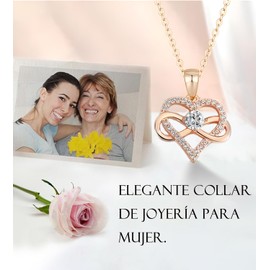 Collares corazón mujer chapados en plata 925 o oro rosa, collar oro rosa de corazón e infinito con circonitas de cristal brillante, Moda y elegante joyas de collar para mujer, Regalo ideal para novia, amigas, cumpleaños, aniversarios,Regalos para Mamá 10