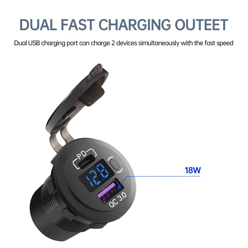 SVAHAOMG Quick Charge 3.0 Dual USB Car Charger Socket with