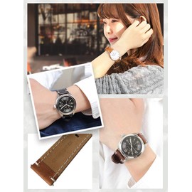 Calm Watch, Premium Leather, Genuine Leather, Strap, Watch Band, 0.75, 0.75, 0.75, 0.87, 0.87, 0.87, 0.87 inches (18, 19, 20, 21, 22 mm), Replacement Instruction Manual Included