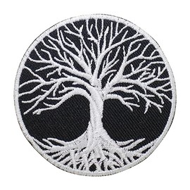 pipomama Tree of Life Iron On Patches for Clothing Embroidered Applique Patch Badge Sew On Emblem DIY Craft (White)