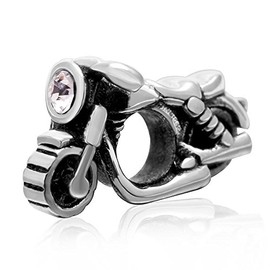 Luckybeads Motorcycle OR Bicycle Charm 925 Sterling Silver Motorbike Beads fit DIY Charm Bracelet & Necklace (Retro Motorcycle)
