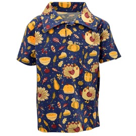 Unique Baby Polo de Acción de Gracias para niños, Turquía Azul, 5 Años