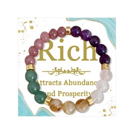 Embtrem Crystal Money Bracelets Wealth for Women Good Luck Attraction Green Jade Beaded Bracelet Tiger Eye Trendy Jewelry Gifts Sister Husband Boyfriend Birthday Gifts