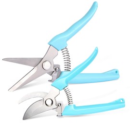 2 Pack Pruning Shears, Stainless Steel Garden Shears, Sharp Bypass & Straight Blade Garden Scissors, Comfortable Grip & Safety Lock for Pruning, Cutting and Fruit Picking