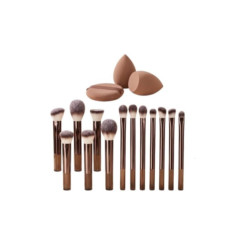 Brochas de Maquillaje Profesional 15 Set,Maquillaje con Esponja Multifuncional,Aluminio con