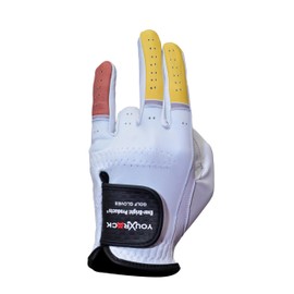Ever-Bright Men's Golf Gloves OptiColors Premium Leather Golf Gloves .… (Yellow Brown, Left X-Large)