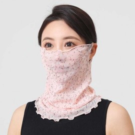 Women's Summer Thin UV Protection Scarf Mask - Neck Gaiter & Sunscreen - Free Size (Elastic)/[New Pattern] Coffee Leopard Print 10ea