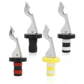 4er Set Universal Flaschenverschlüsse mit Hebel und Korkenzieher, Wiederverwendbare Silikon Wein Stopfen für Bier, Wein, Sichere und Langlebige Getränkeverschlüsse,Geeignet für verschiedene Anläs