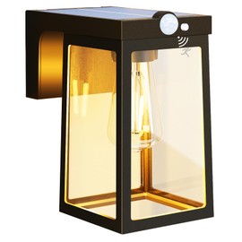 vighep Solar Porch Lights Outdoor with Motion Sensor, Dusk to Dawn Exterior Wall Lighting Fixtures Waterproof, LED Patio Lights Wall Sconce Outside Anti-Rust for Garage Frontdoor House, Black