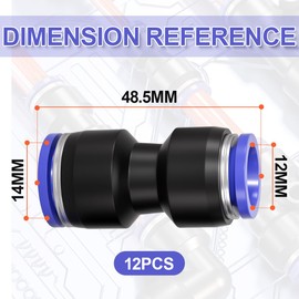 Bwintech PG12-14 Pneumatic Straight Reducer Push to Connect Adapter Quick Release Reducer Fittings 12 mm to 14 mm Pack of 12