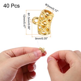 PATIKIL Spacer Bail Bead, 40 Pcs Spacer Beads Charms Holder Bracelet Tube Beads Hanger for Necklace Jewelry DIY Making, Gold